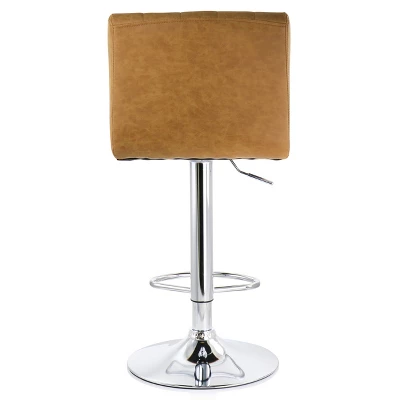 Elama 2 Piece Vintage Faux Leather Adjustable Bar Stool In Camel - Image 4