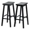 PJ Wood Classic Saddle-Seat 29" Tall Kitchen Counter Stools For Homes, Dining Spaces, And Bars With Backless Seats And 4 Square Legs, Black (4 Pack)