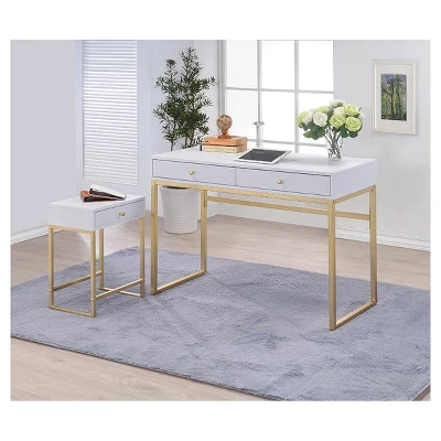 End Table White Brass - Acme Furniture - Image 2