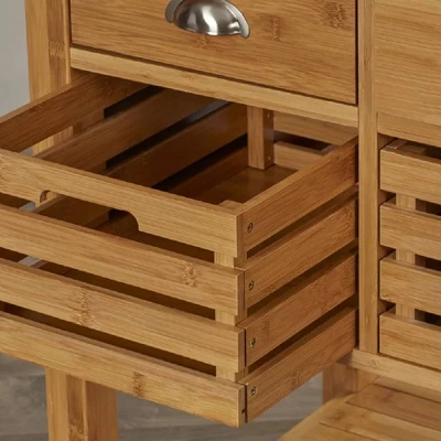 Kenta Bamboo Kitchen Cart With Stainless Steel Top Natural - Boraam - Image 6