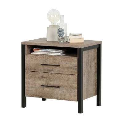 Munich 2 - Drawer Nightstand - Weathered Oak And Matte Black - South Shore - Image 6