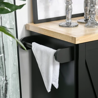 HOMCOM Farmhouse Mobile Kitchen Island Utility Cart On Wheels With Barn Door Style Cabinets, Drawers - Image 6