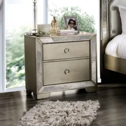 Schulich 2 Drawer Nightstand Champagne - HOMES: Inside + Out