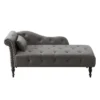 60.6" Velvet Chaise Lounge With Button Tufted Nailhead Trimmed And 1 Pillow - ModernLuxe