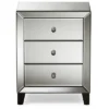 Chevron Modern And Contemporary Hollywood Regency Glamour Style Mirrored 3 - Drawers Nightstand Bedside Table - Baxton Studio