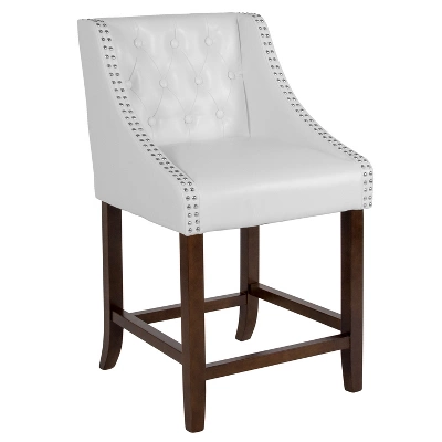 Emma And Oliver 24"H Transitional Tufted Walnut Counter Stool - Image 11