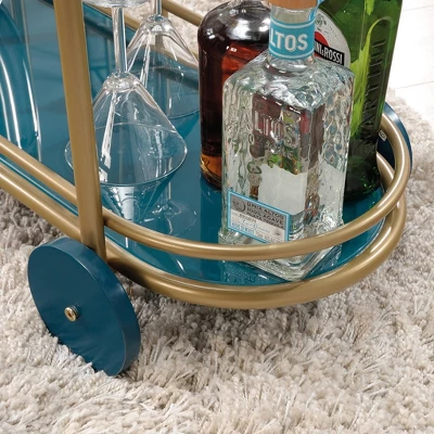 Coral Cape Bar Cart With Metal And Glass Satin Gold - Sauder - Image 8