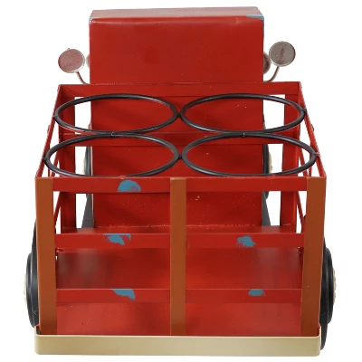Sunnydaze Decor Sunnydaze Rustic Truck Metal Wine Rack - Red - Image 6