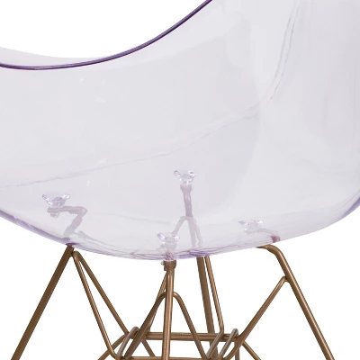 Emma And Oliver 2 Pack Transparent Side Chair With Arms And Gold Base - Accent & Side Chair - Image 6