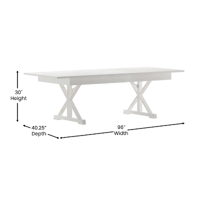 Emma And Oliver 8' X 40" Rectangular Solid Pine Folding Farm Table With Crisscross Legs - Image 8
