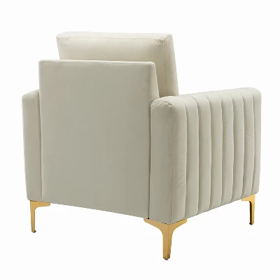 Iapygia Contemporary Tufted Wooden Upholstered Club Chair With Metal Legs For Bedroom And Living Room Club Chair | ARTFUL LIVING DESIGN - Image 3