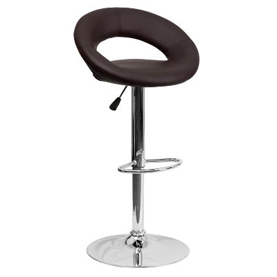 Emma And Oliver Rounded Orbit-Style Back Vinyl Swivel Adjustable Height Barstool - Image 13