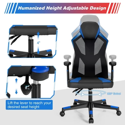 Costway Gaming Chair Swivel Computer Office Chair W/ Adjustable Mesh Back - Image 7