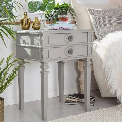 Irving Side Table With 2 Drawers Gray - Finch