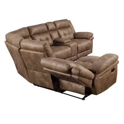3pc Anastasia Microfiber Reclining Sectional Sofa Cocoa - Steve Silver Co. - Image 2