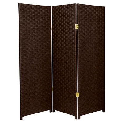 4 Ft. Tall Woven Fiber Room Divider (3 Panels) - Oriental Furniture - Image 5