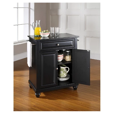 Cambridge Solid Black Granite Top Portable Kitchen Island - Crosley - Image 3