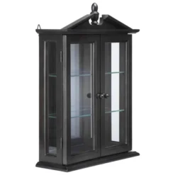 Design Toscano Amesbury Manor Hardwood Wall Curio Cabinet: Ebony Black Finish
