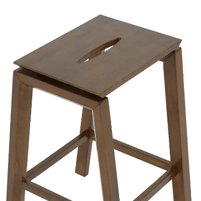 Sunnydaze Decor Sunnydaze Set Of 2 Indoor Wooden Backless Counter-Height Stools - Dark Walnut - 25" - Image 2