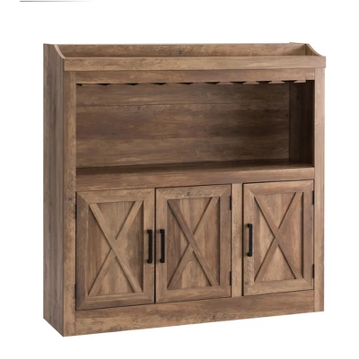 Home Source Bar Cabinet With Stem Glass Placement And Wooden Doors In Charcoal - Image 9