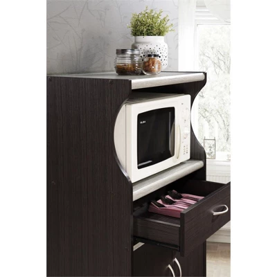 Microwave Kitchen Cart In Chocolate Gray - Hodedah - Image 6
