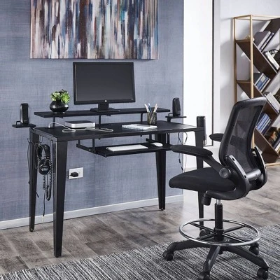 Juneau Metal Computer Desk With USB Charging Port And Adjustable Shelf Gray - Inspire Q - Image 2