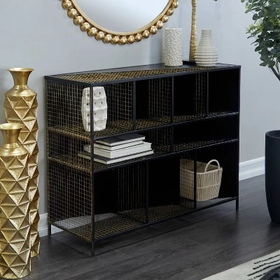 Industrial Mesh Metal Console Table Black - Olivia & May - Image 2