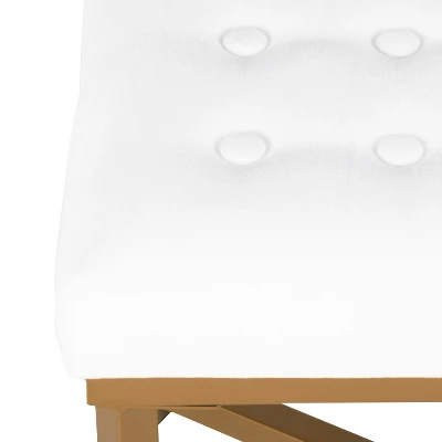 Rectangle Ottoman Velvet Tufted Cushion And Gold Metal X Base - HomePop - Image 6