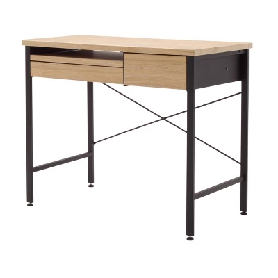 Ashwood Compact Home Office Desk With Drawers In Ashwood/Black - Studio Designs - Image 2