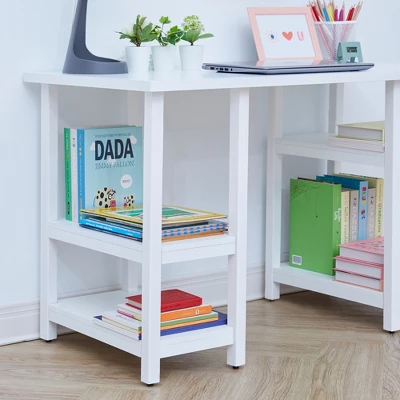 Fantasy Fields - Kids Wooden Desk & Chairs Set With Shelves On The Side - White - Image 6