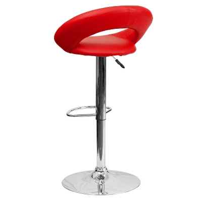 Emma And Oliver Rounded Orbit-Style Back Vinyl Swivel Adjustable Height Barstool - Image 2