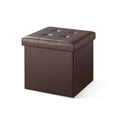 15" Buttoned Folding Storage Ottoman - Mellow - Image 9