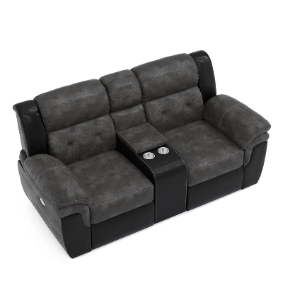 Melio Loveseat With 2 Powered Recliners Gray/Black - HOMES: Inside + Out - Image 3