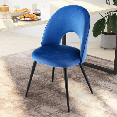 Tangkula Dining Chair Set Of 4 Velvet Upholstered Side Chair W/ Metal Base For Living Room - Image 3