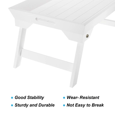 Unique Bargains Portable Wooden Serving Platter Laptop Snack Table Bed Trays With Folding Legs 18.9 X 12.6 X 9.45 Inch 2 Pcs - Image 3