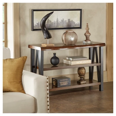 Hartwell Living Edge Rustic Industrial Console Table - Brown - Inspire Q - Image 3