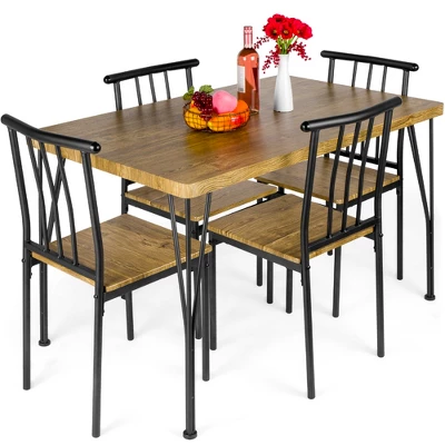 Best Choice Products 5-Piece Indoor Modern Metal Wood Rectangular Dining Table Furniture Set W/ 4 Chairs - Image 7