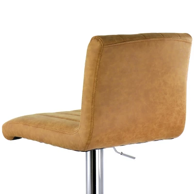 Elama 2 Piece Vintage Faux Leather Adjustable Bar Stool In Camel - Image 8