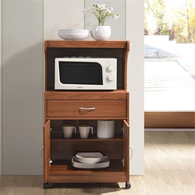Microwave Kitchen Cart In Cherry - Hodedah - Image 2