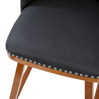 Emma And Oliver Upholstered Mid-Back Stools With Nailhead Accent Trim & Wood Frames - Image 7