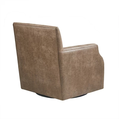 Glaser Faux Leather Swivel Chair Brown - Madison Park - Image 4