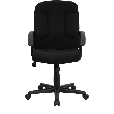 Mid-Back Black Fabric Executive Swivel Office Chair With Nylon Arms Black - Flash Furniture - Image 3