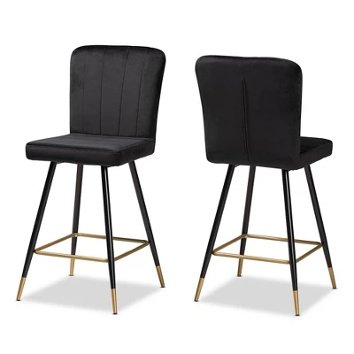 2pc Preston Two-Tone And Metal Bar Stool Set - Baxton Studio - Image 7