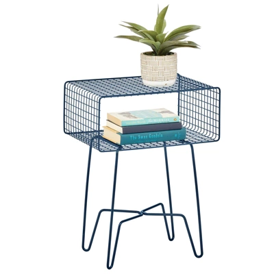 MDesign Modern Farmhouse Home Decor End Table, Wire Grid Storage Shelf - Image 16