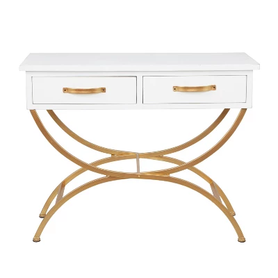 Contemporary Pine Console Table White - Olivia & May