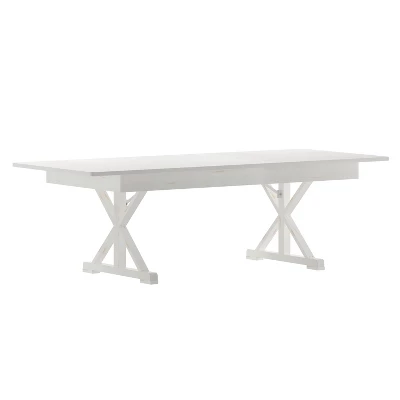 Emma And Oliver 8' X 40" Rectangular Solid Pine Folding Farm Table With Crisscross Legs - Image 13