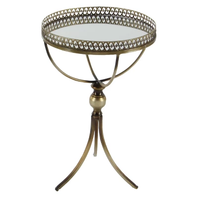 Metal And Glass Round Pedestal Table Gold - Olivia & May - Image 3