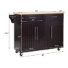 Costway Kitchen Island Trolley Cart Wood Top Rolling Storage Cabinet W/Knife Block WhiteBrown
