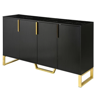 Modern Buffet Sideboard Cabinet With Metal Handles & Legs And Adjustable Shelves-ModernLuxe - Image 8