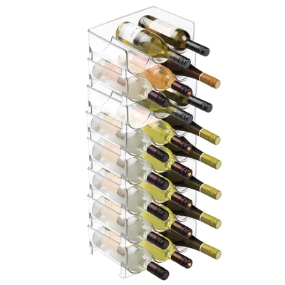 MDesign Plastic Stackable Wine Bottle Storage Organizer Rack - Image 6